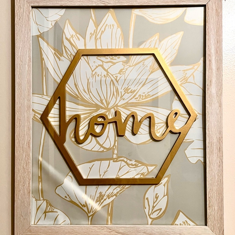 Gold Hexagon 'Home' Wall Decor
